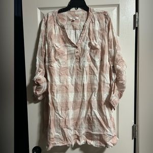 First Monday tunic/dress plaid linen, lined, size XL